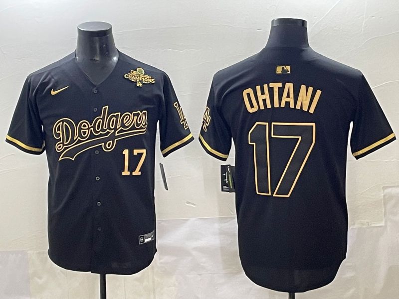 Men 2025 Los Angeles Dodgers #17 Ohtani Black Gold Five generations Nike MLB Jersey style 11